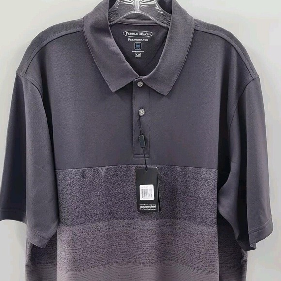 Pebble Beach Other - Pebble Beach Performance Mens XXL Polo Shirt Grey Heathered Stripe Golf Top NWT